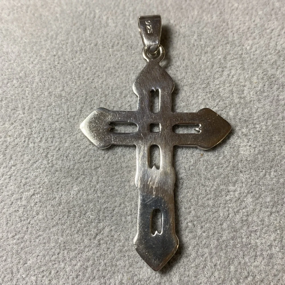 Solid Sterling Silver Cross Pendant Goth Vintage